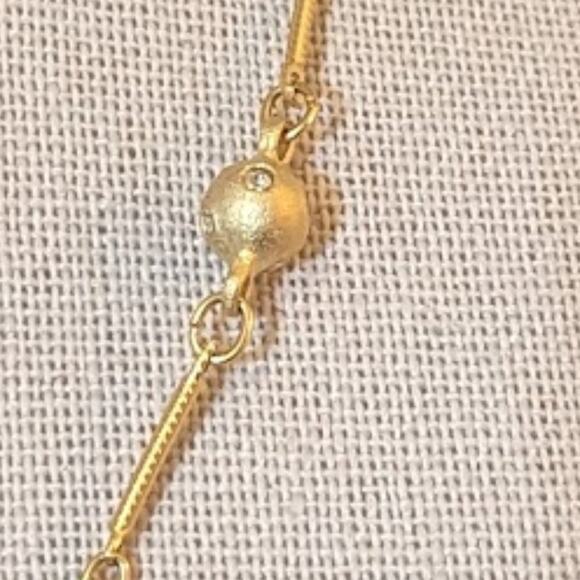 Unbranded Gold Tone Chain Link Crystal Set Satin Ball Necklace - Picture 3 of 8